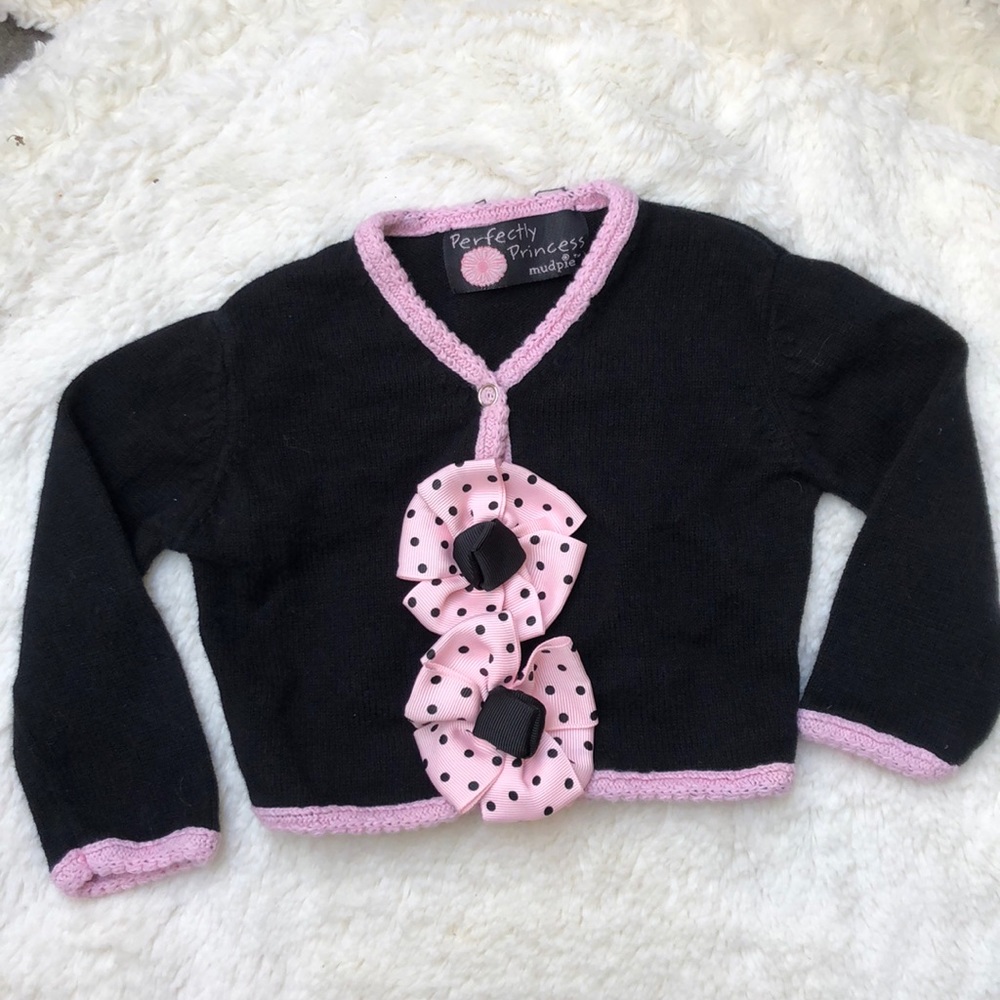 Girl’s Black Sweater with Pink Ribbon